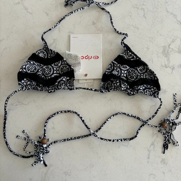 Rip Curl Black and White Bikini Top - Size LG - Picture 3 of 4